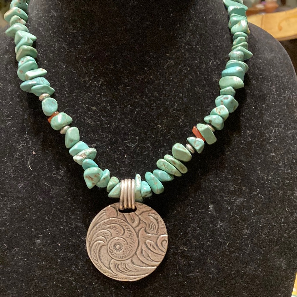 Chico’s Turquoise and Silver Pendant Necklace
